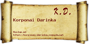 Korponai Darinka névjegykártya